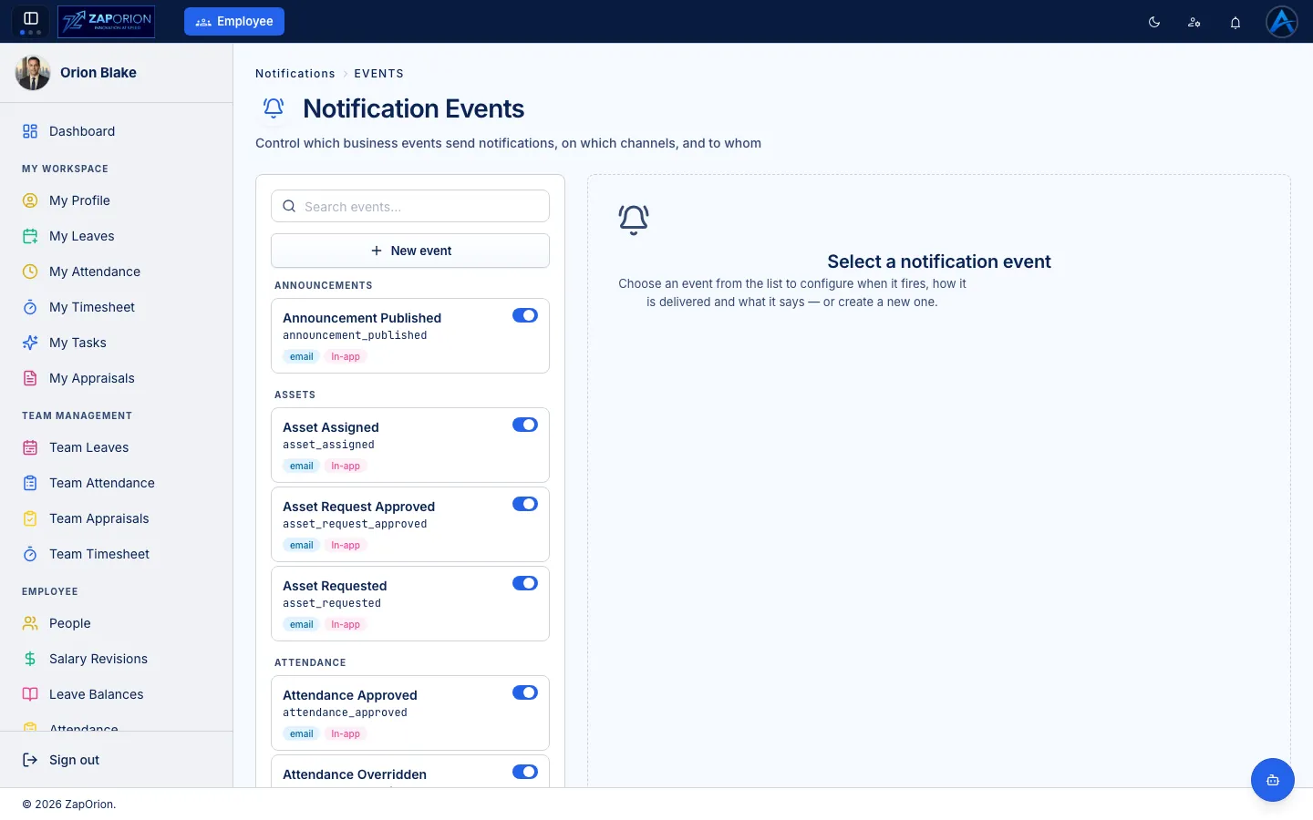 Notification events